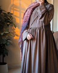 Striped Muse Abaya - Earthy Tone