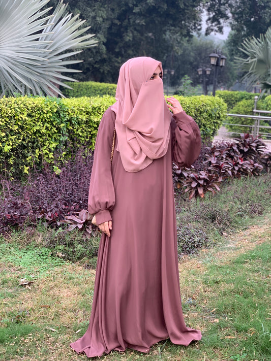 Classic Cuffed Sleeves Abaya – Dusty Pink