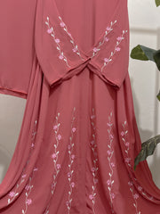 Floral Abaya – Dusky Pink