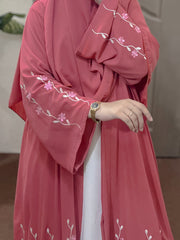 Floral Abaya – Dusky Pink
