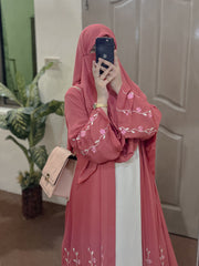 Floral Abaya – Dusky Pink