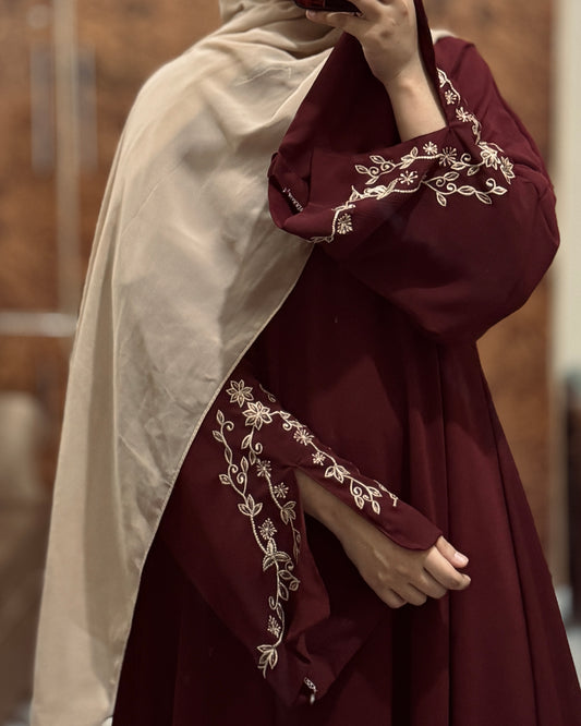 Maroon Luxe Abaya
