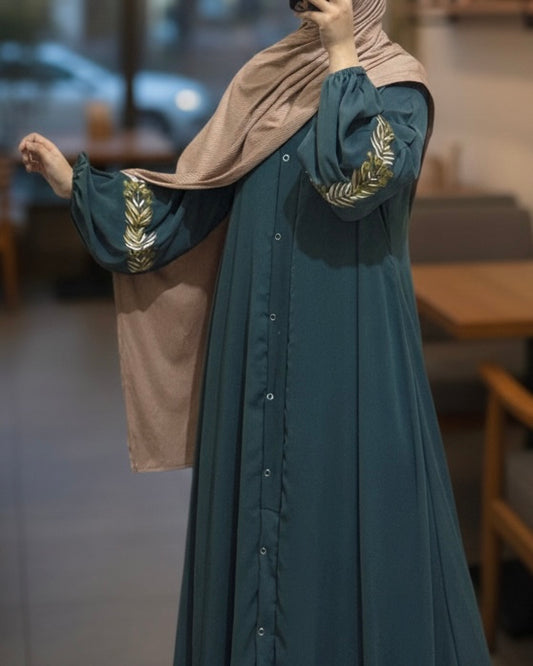 Serene Olive Abaya - Teal