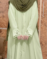 Sage Green - Lace Sleeves Abaya