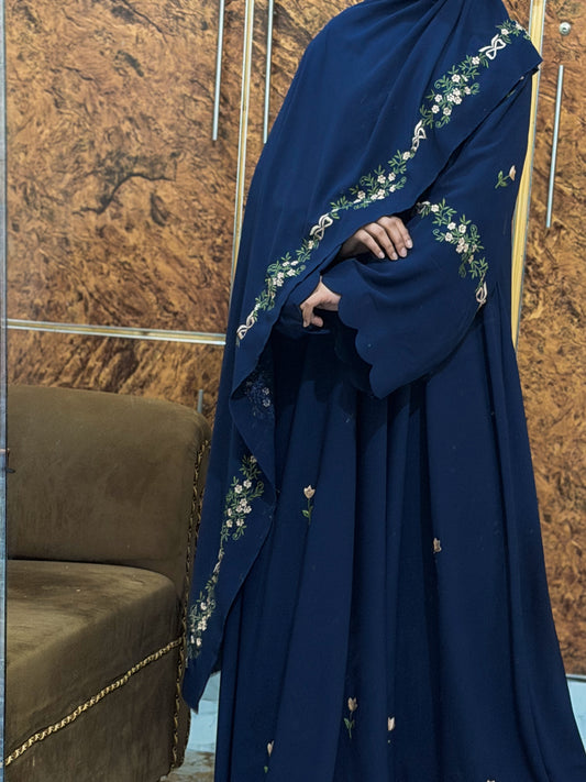 Rosette Abaya - Navy Blue