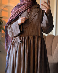 Striped Muse Abaya - Earthy Tone