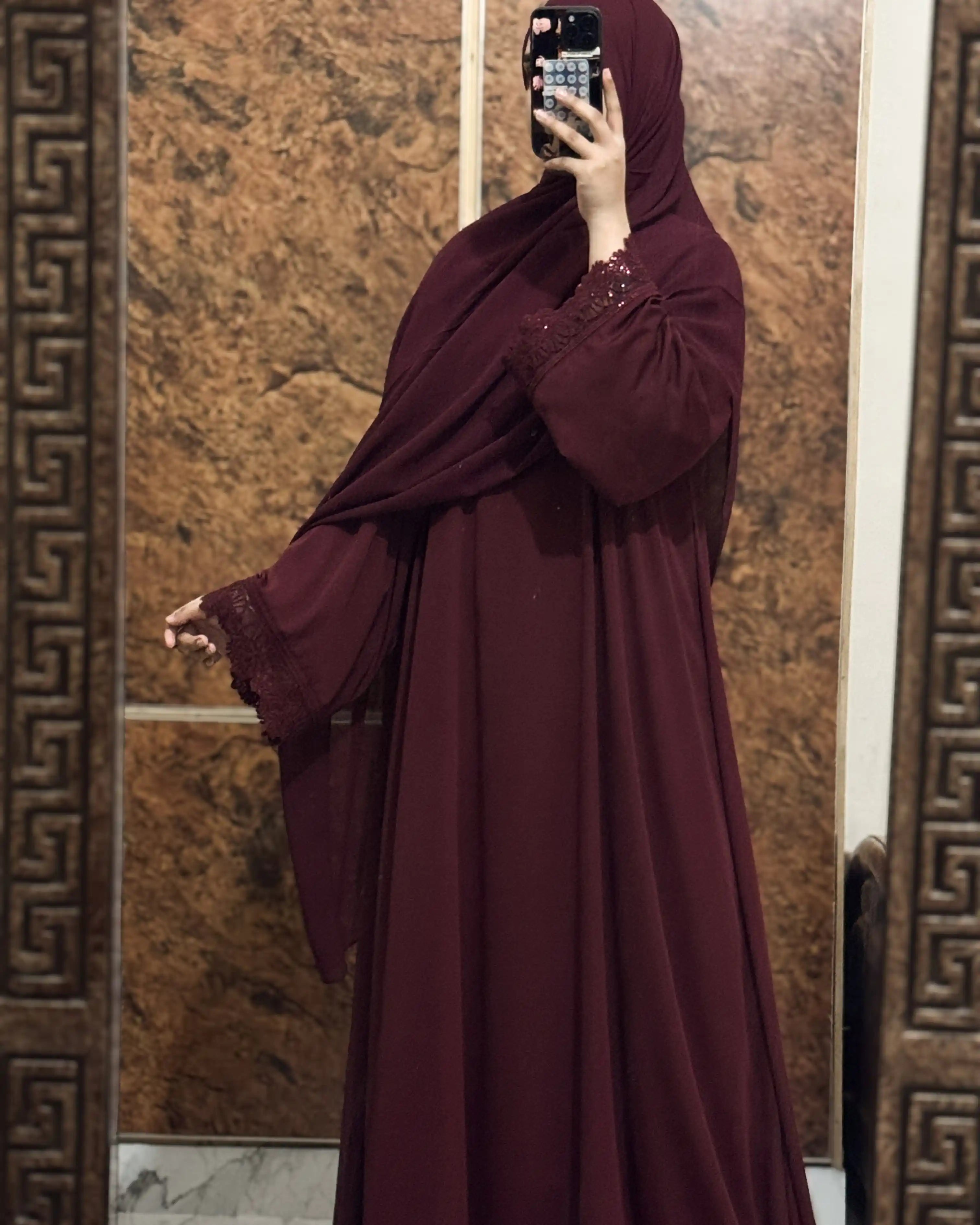 Maroon Statement Abaya