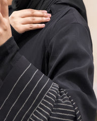 Aurah Basic - Black Striped Sleeve Abaya