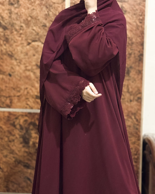 Maroon Statement Abaya