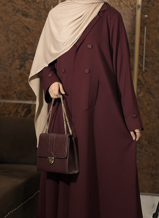 Maroon Regent Coat Abaya