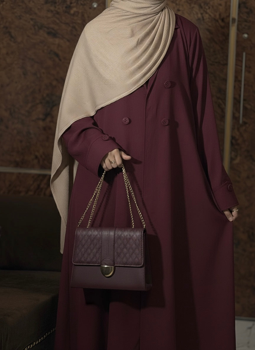 Maroon Regent Coat Abaya