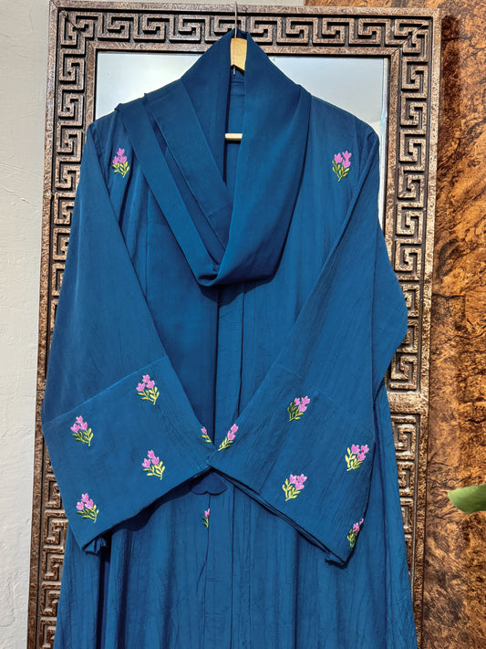 Midnight Bloom Abaya – TEAL