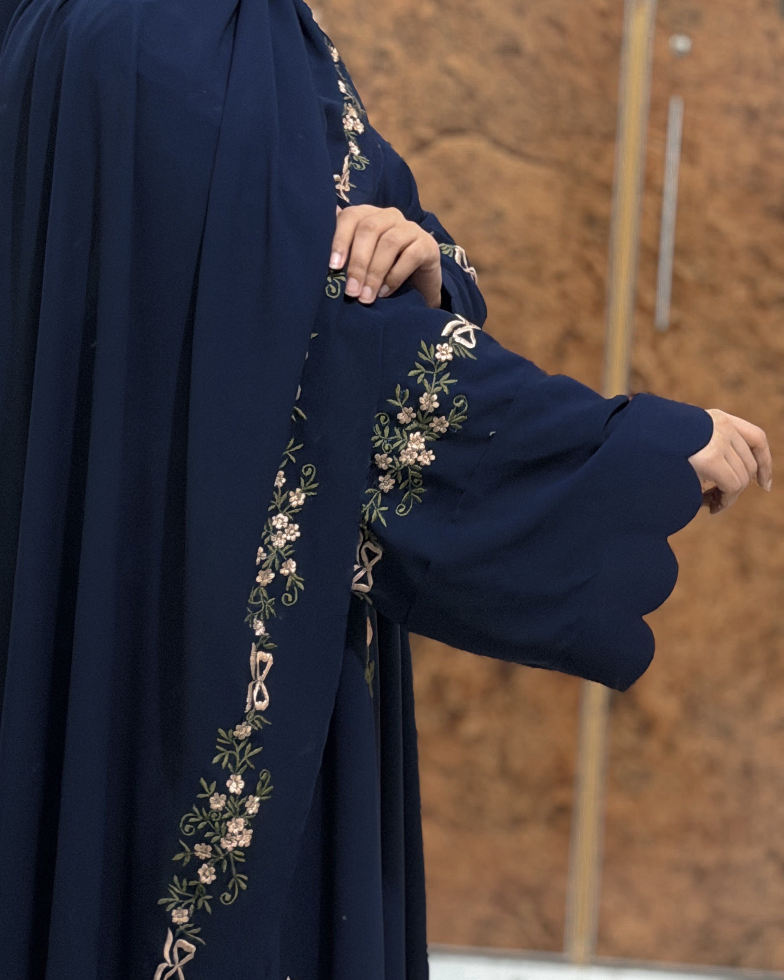 Rosette Abaya - Navy Blue