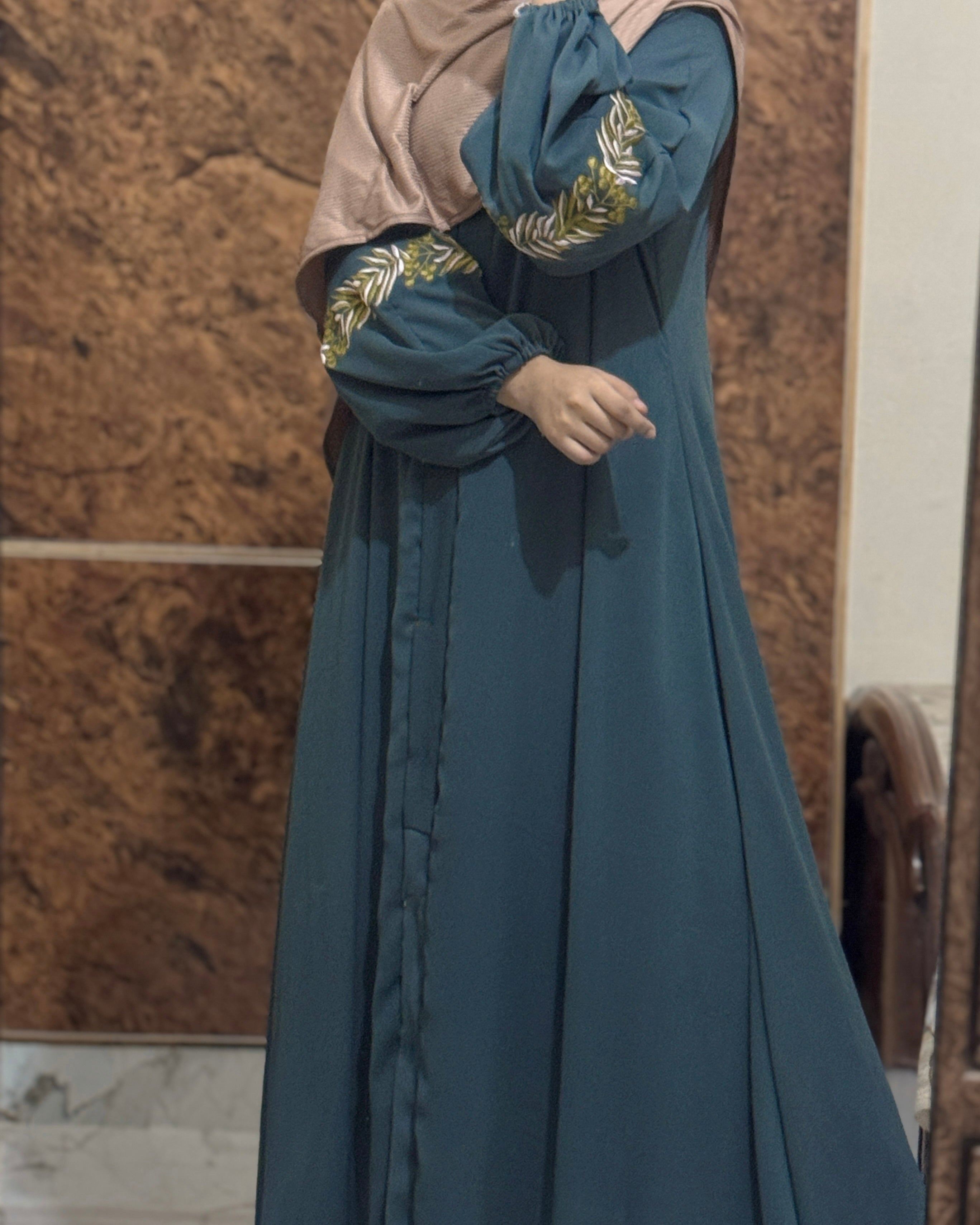 Serene Olive Abaya - Teal