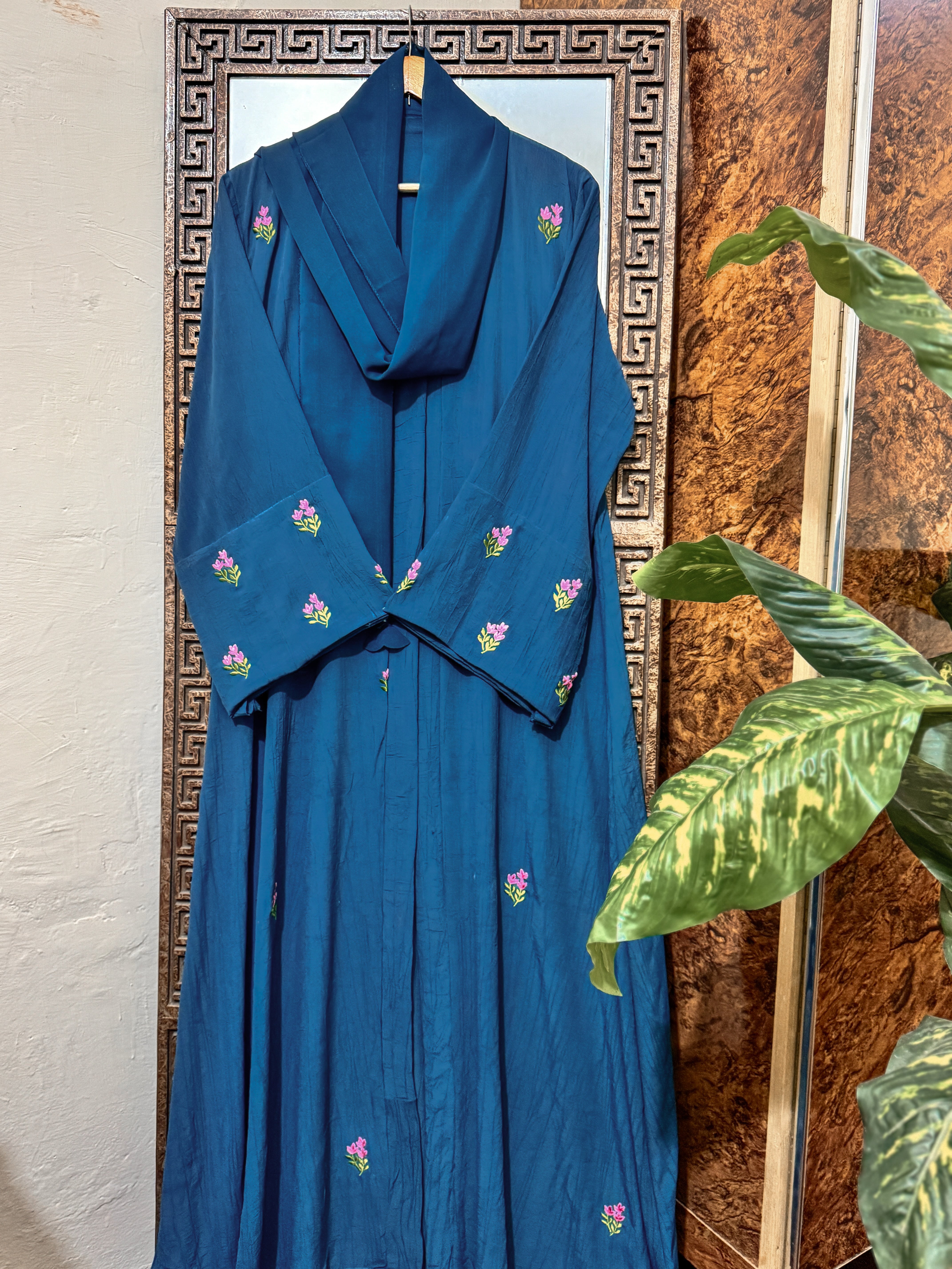 Midnight Bloom Abaya – TEAL