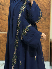 Rosette Abaya - Navy Blue
