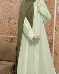 Sage Green - Lace Sleeves Abaya
