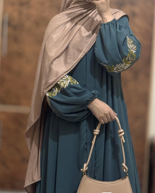Serene Olive Abaya - Teal