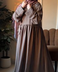 Striped Muse Abaya - Earthy Tone