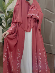 Floral Abaya – Dusky Pink
