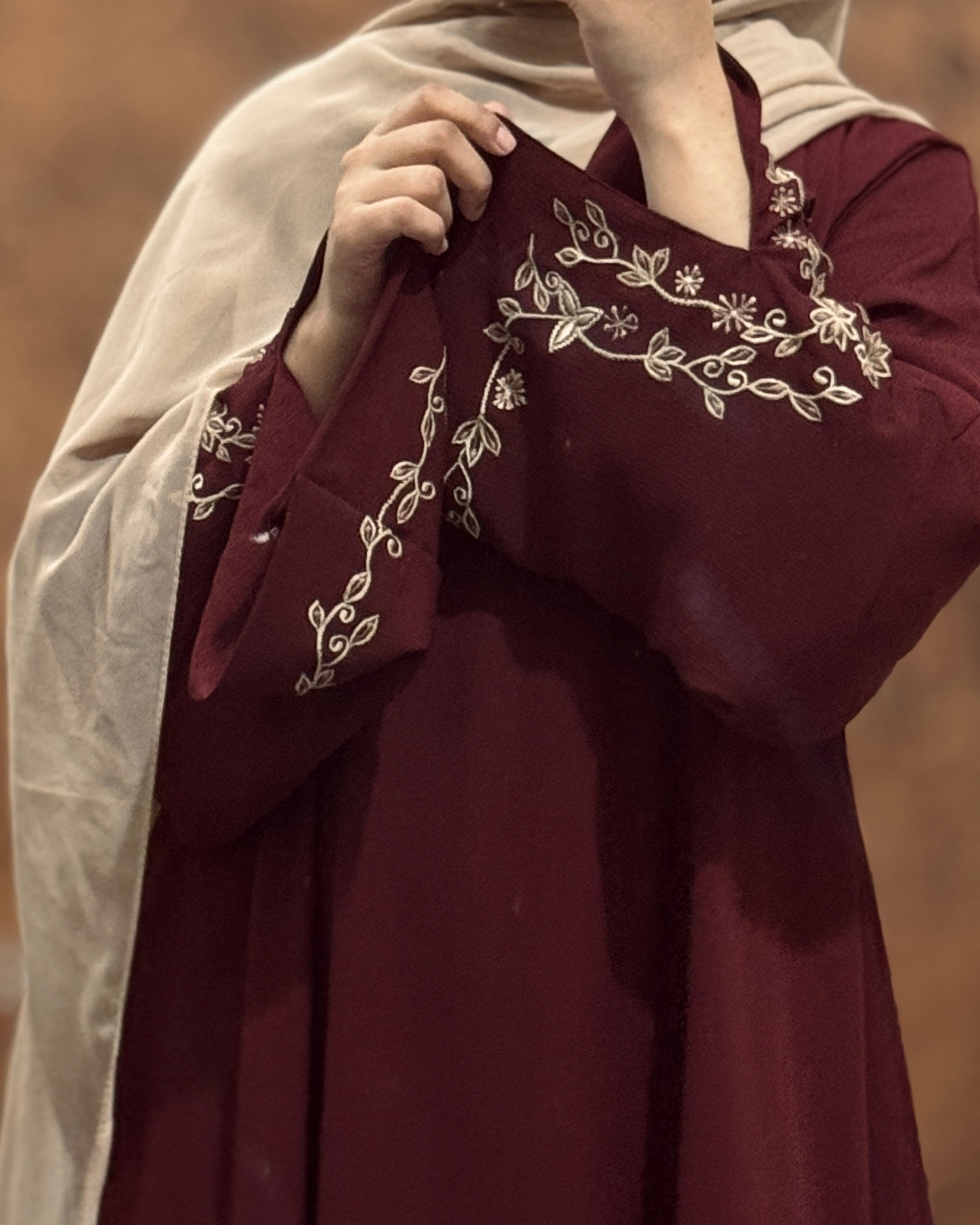 Maroon Luxe Abaya