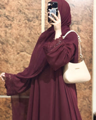 Maroon Statement Abaya