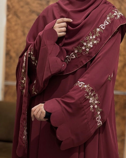Rosette Abaya - Maroon
