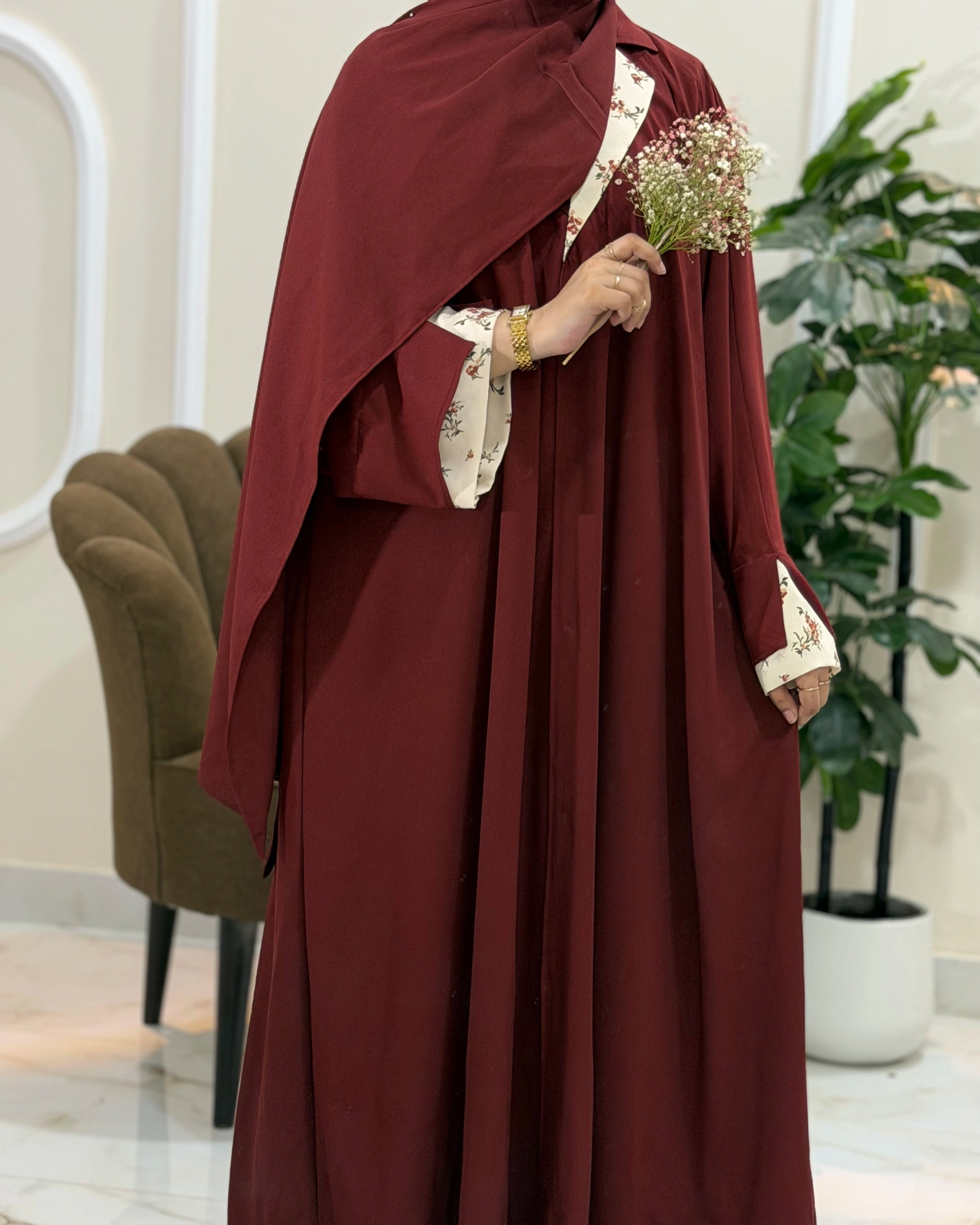 Mahogany Floral Abaya