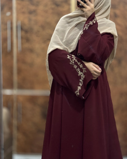 Maroon Luxe Abaya