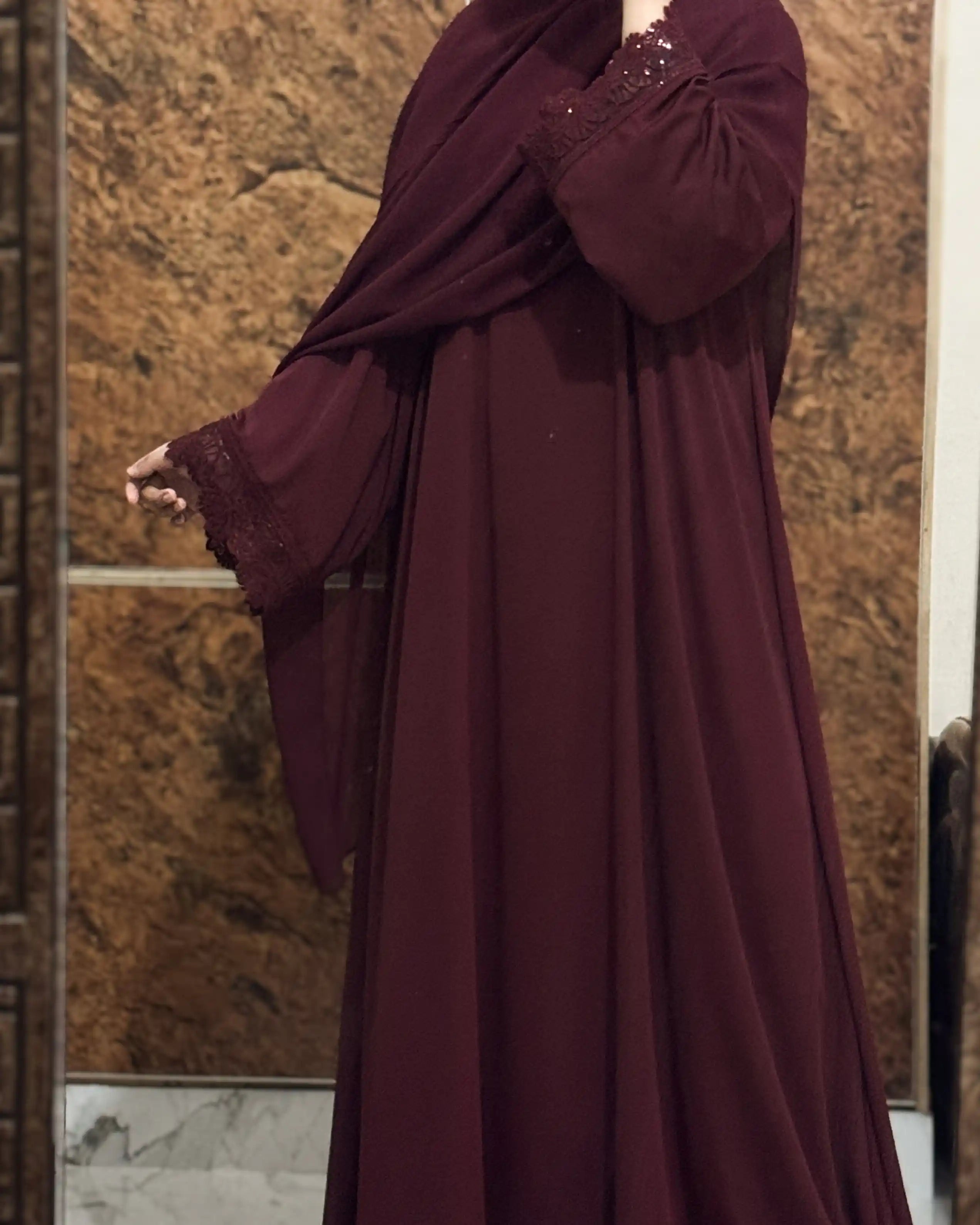 Maroon Statement Abaya
