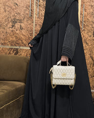 Aurah Basic - Black Striped Sleeve Abaya