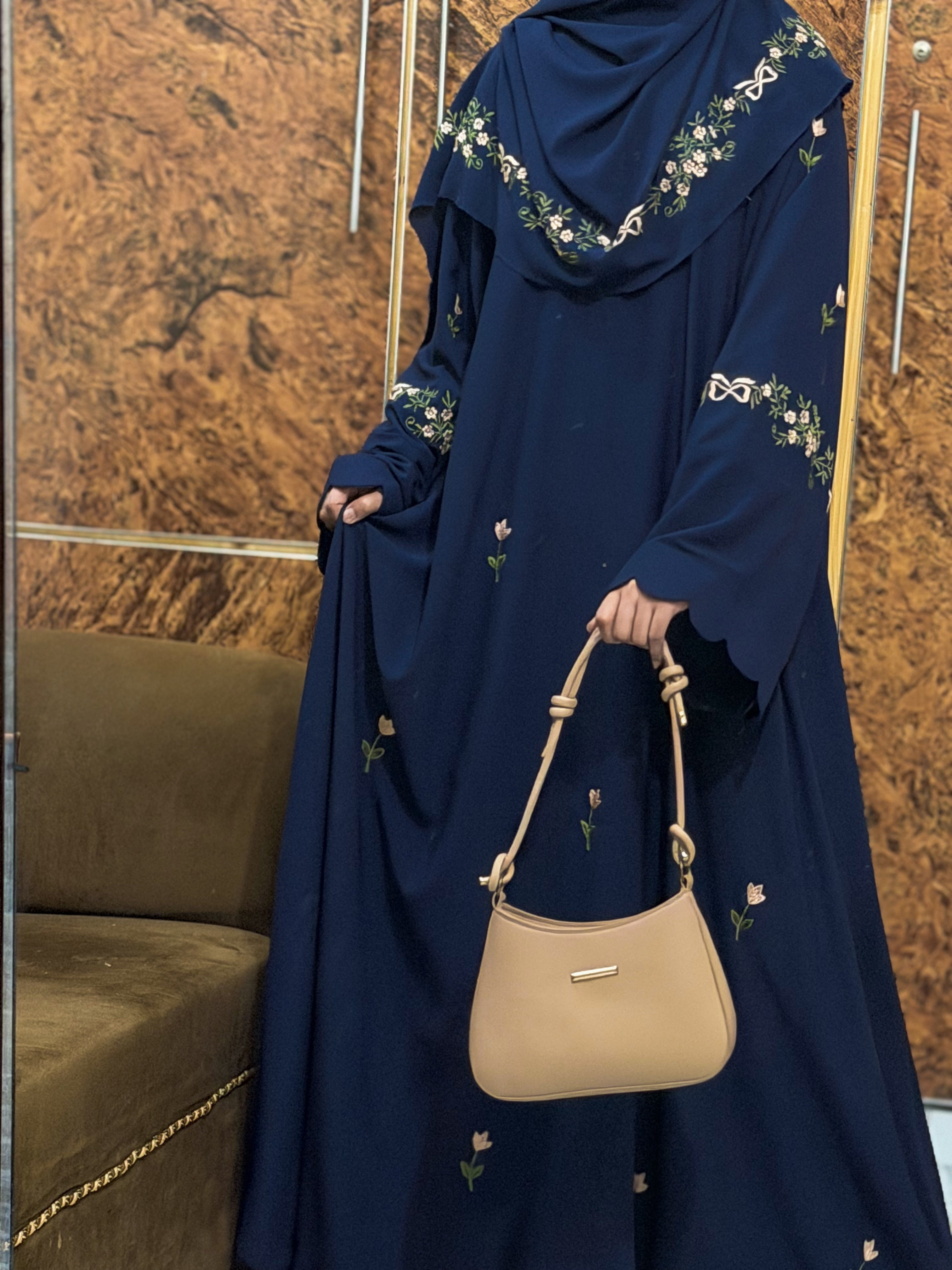 Rosette Abaya - Navy Blue