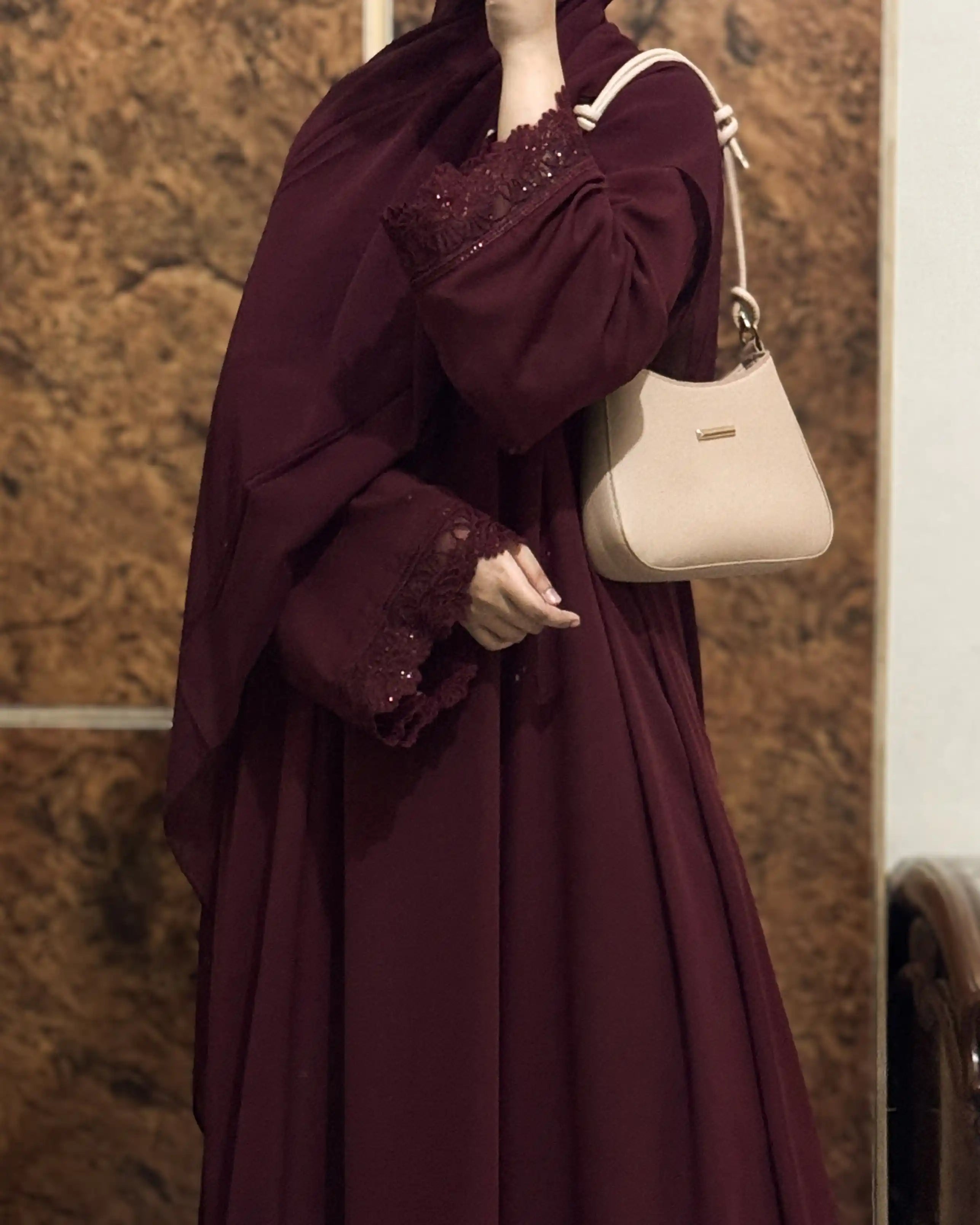 Maroon Statement Abaya