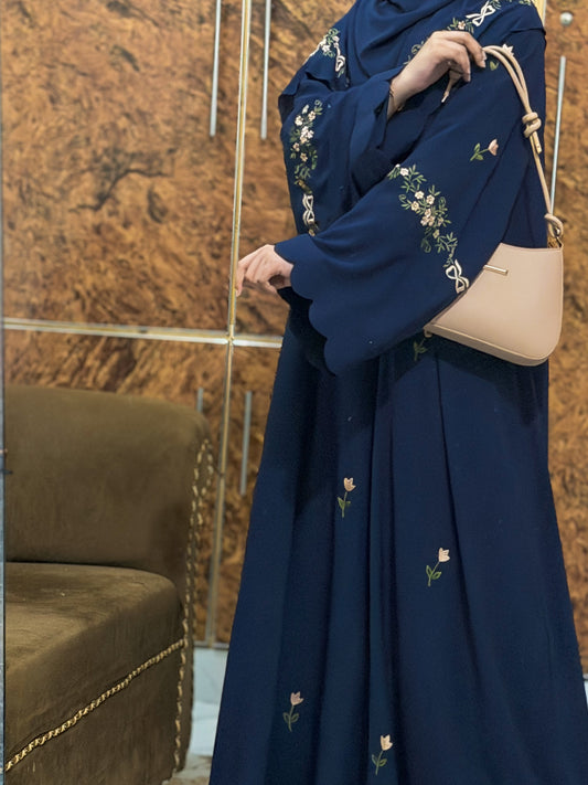 Rosette Abaya - Navy Blue
