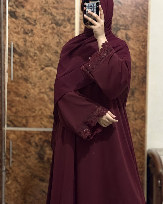 Maroon Statement Abaya